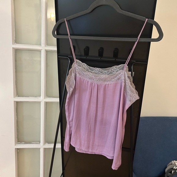 Monk & Lou Lavender Lace Trim Blouse - Picture 2 of 3